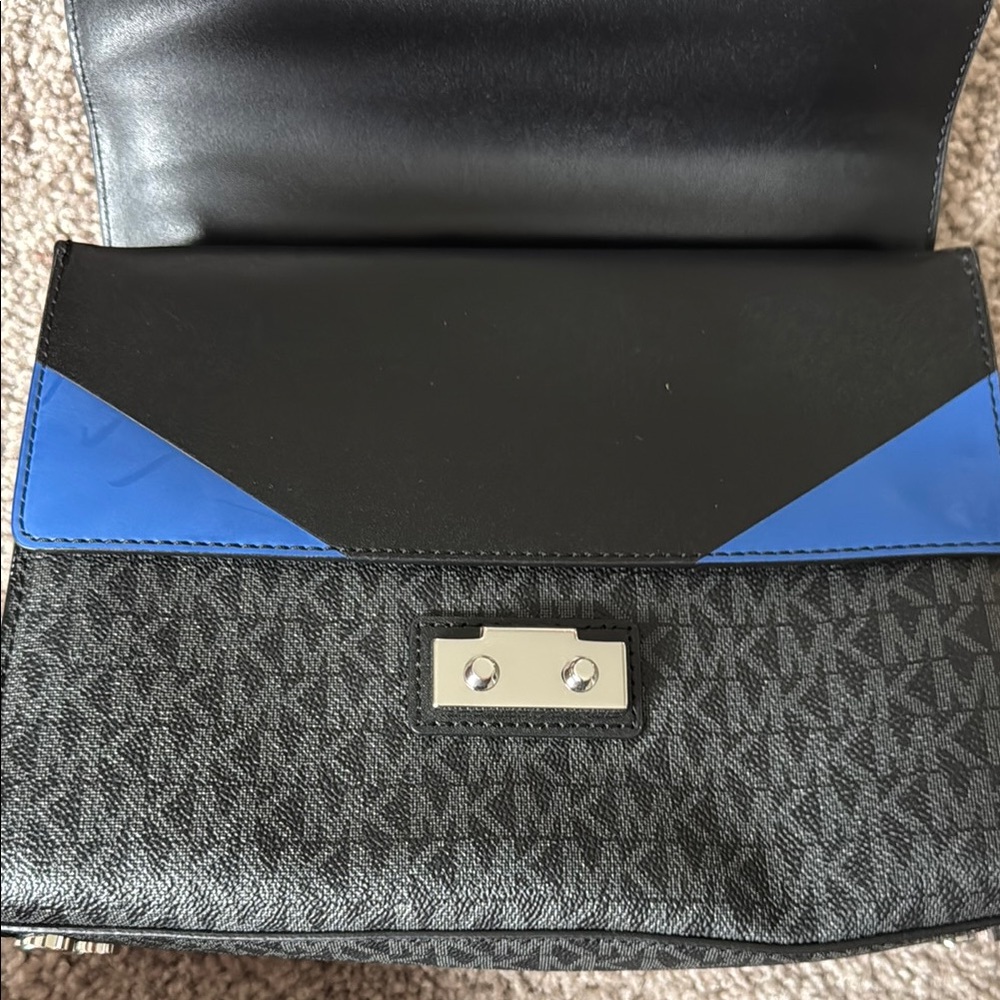 Michael Kors Black and Blue Crossbody Bag with Silver Accents - Picture 3 of 5